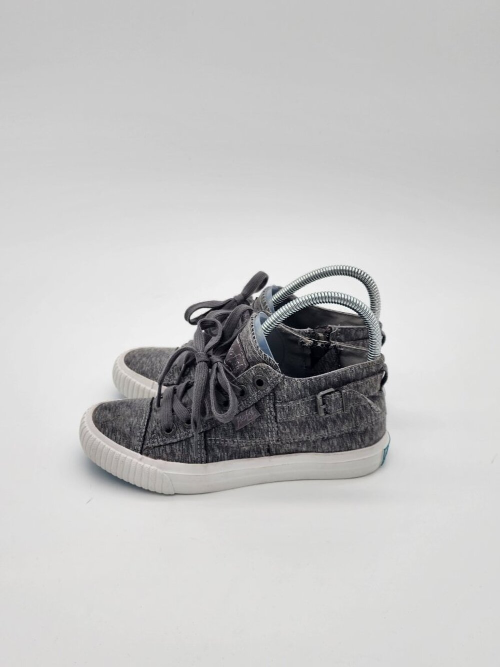 Grey/White Low-Top Side Strap Sneakers | Women's 6 - Picture 7 of 13
